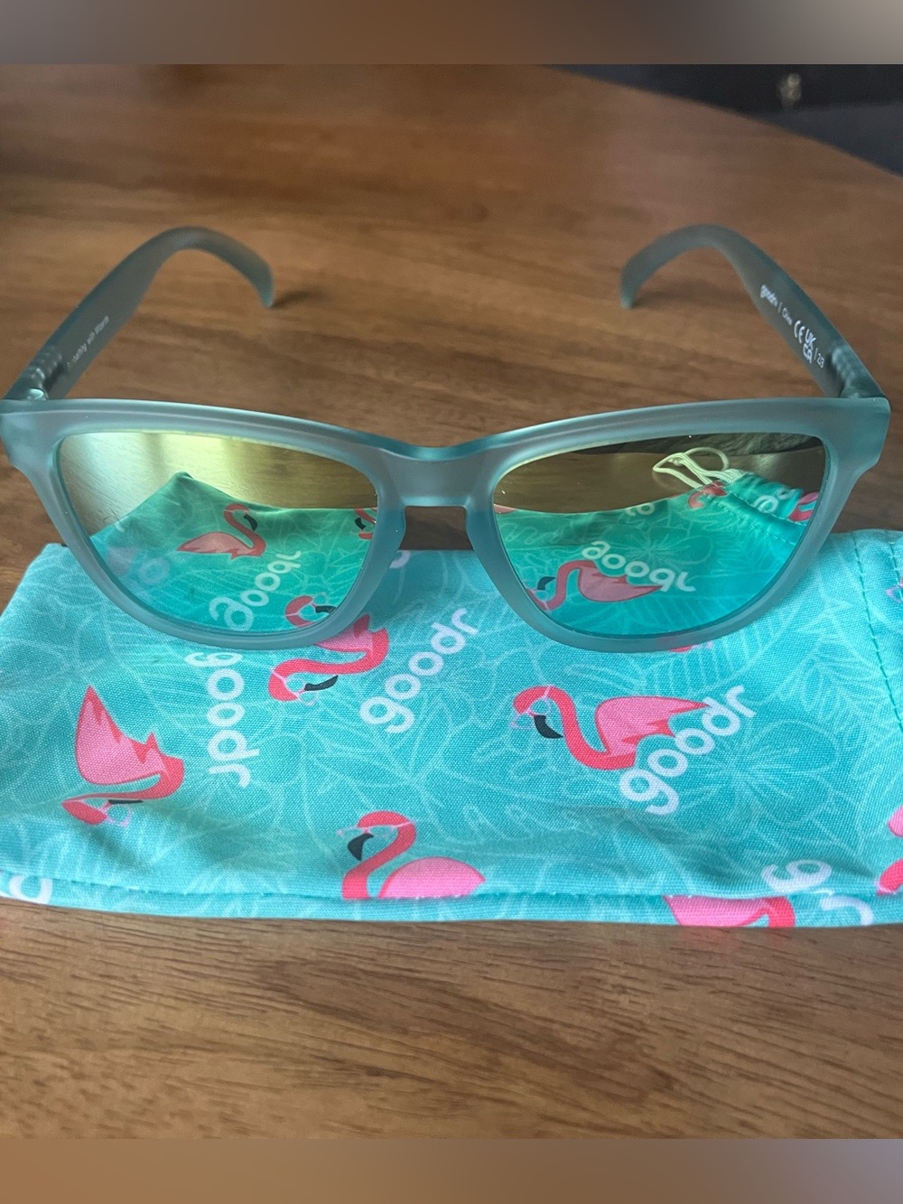 Goodr Teal Matte Sunglasses with Gold Mirrored Lenses